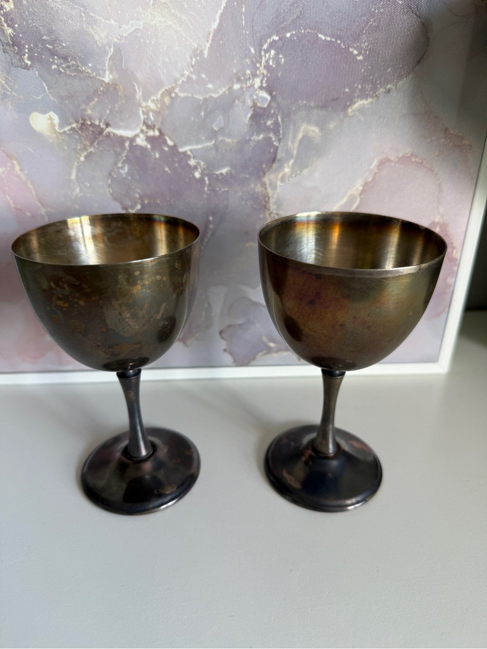 Antique-Style Brass Goblet Set - Patina Finish (Set of 2)
